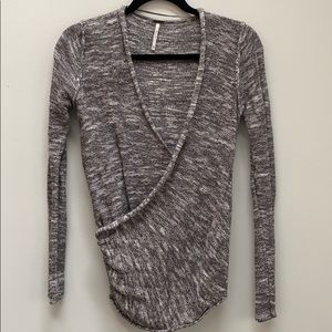 Free People XS Heather Gray Cross Front Sweater